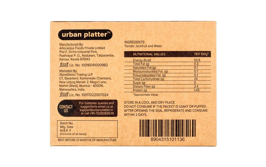 Urban Platter Vegan Meat Original Prepared From Jackfruit   Box  300 grams